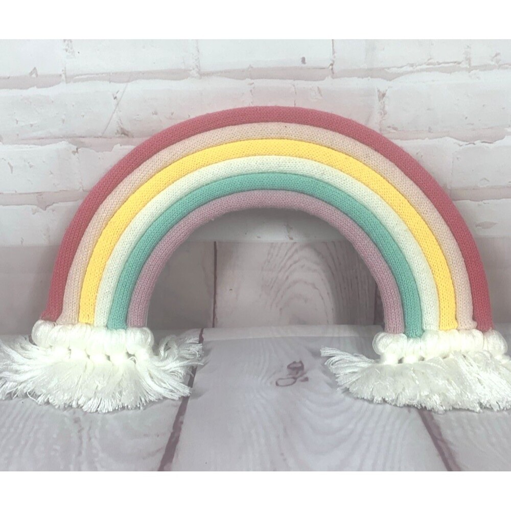 Rainbow Wall Hanging Home Decor Nursery Decor Pastel Tassel Knit